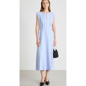 Marella Crema Midi Dress 10 Lightweight Tailored Day Dress Light Blue NEW $495